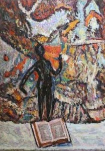 La statuetta nera Olio su tela Artista -Giancarlo Martelli